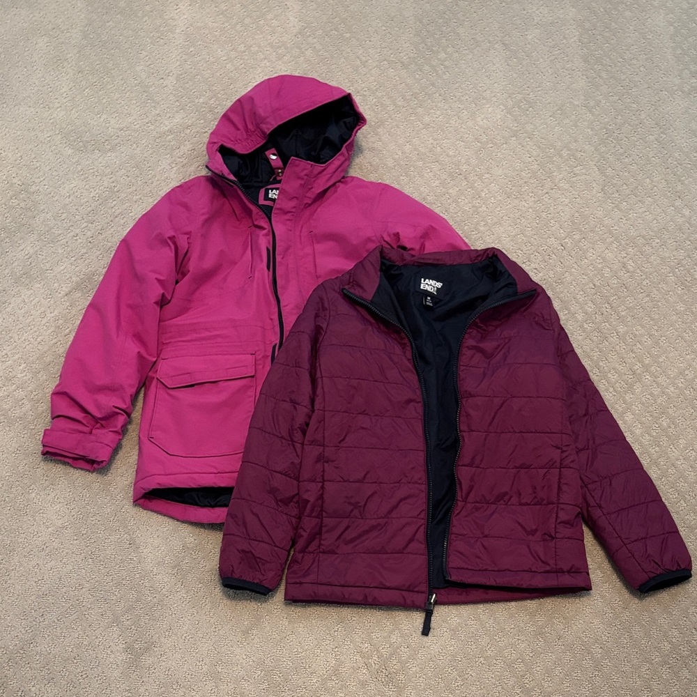 Lands' End Pink Hooded Ski/winter Jacket